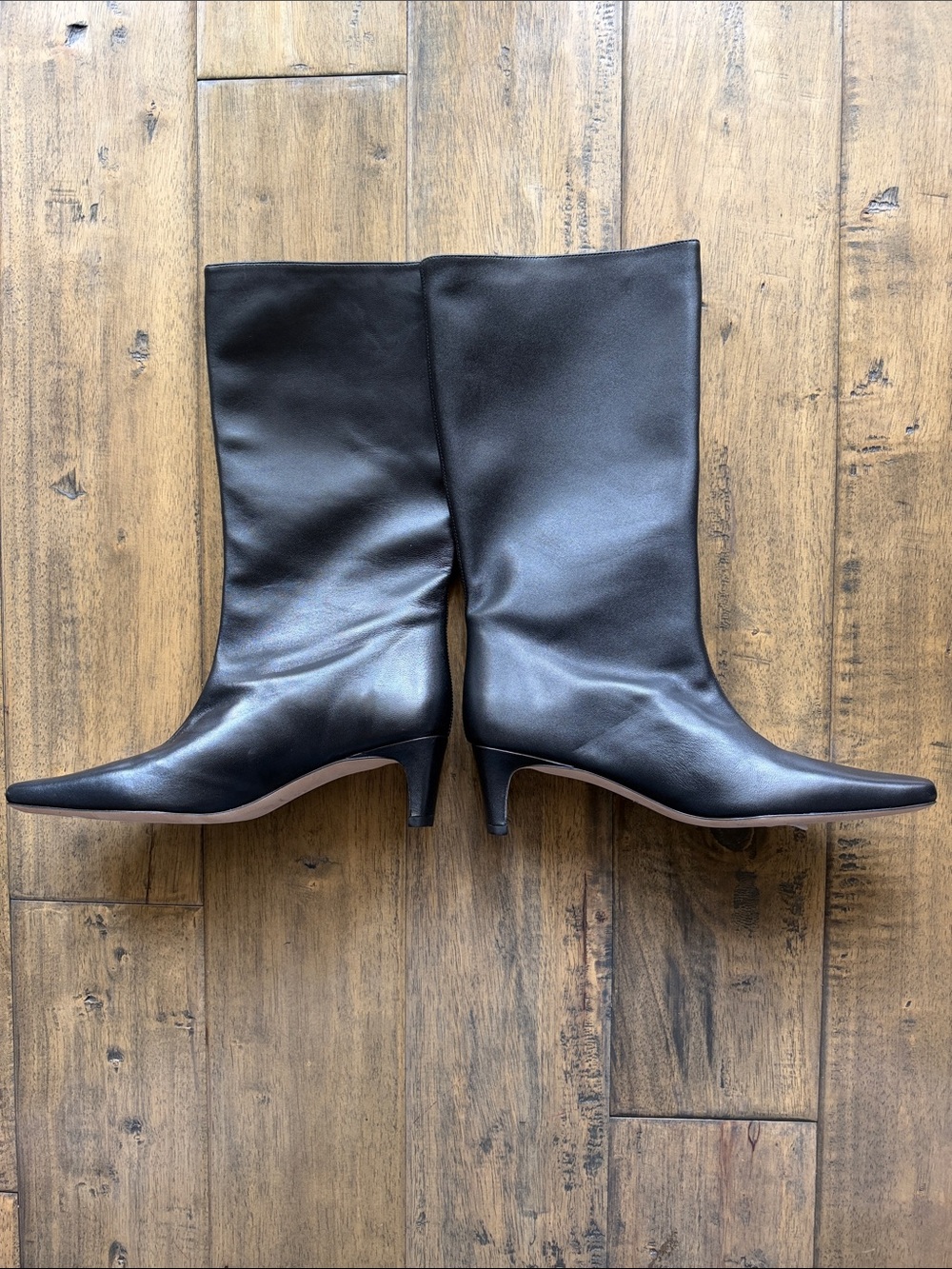 Staud Wally leather boots Mid Calf Kitten Heel in Black Leather - Picture 5 of 9